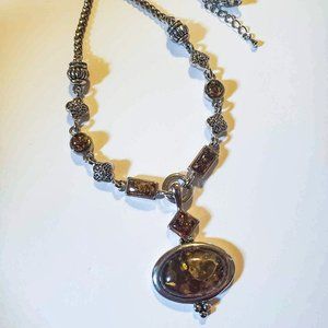 LIA SOPHIA Baltic Amber Silver Necklace - New without Tag